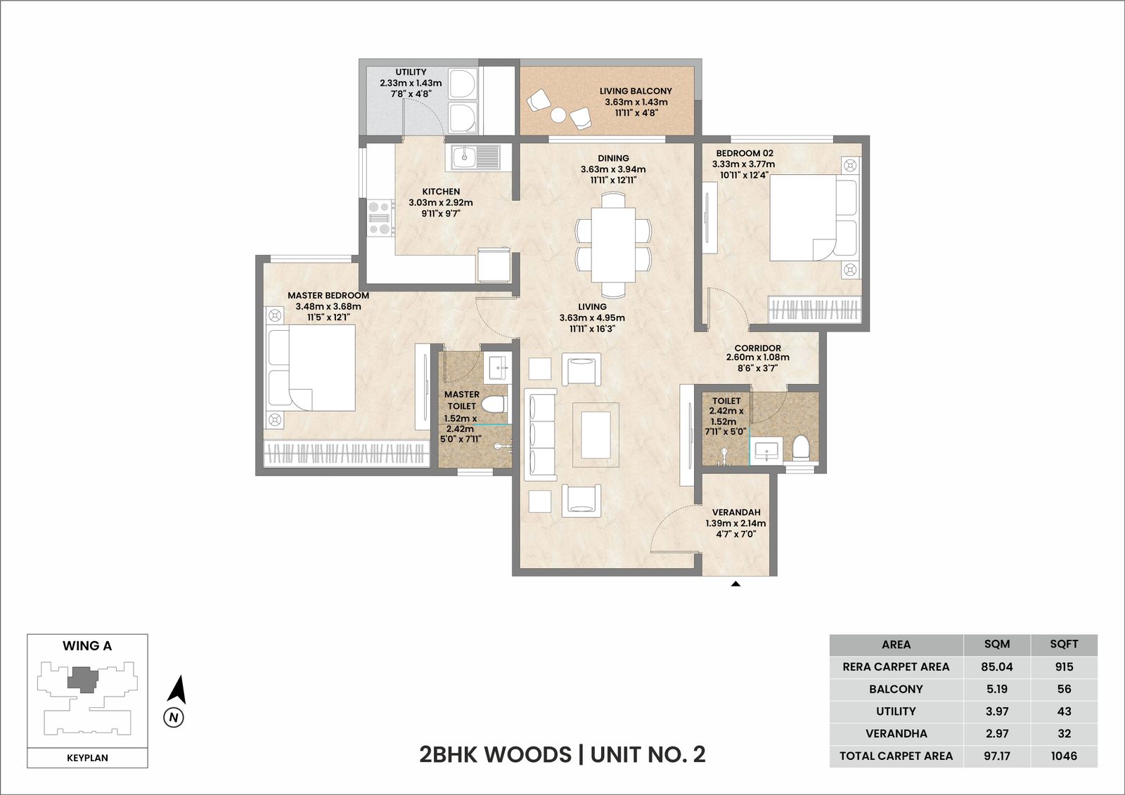 Mahindra Zen 2 BHK Floor Plan