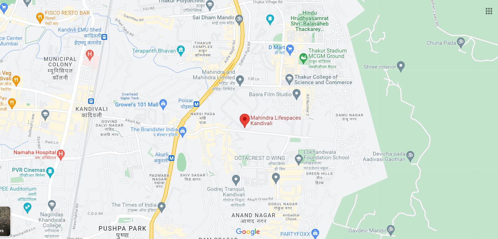 Mahindra Lifespaces Kandivali Location Map